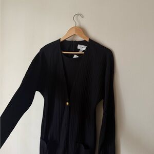 S. Roberts Vintage Black Long Sleeve Ribbed Knit Dress Suit